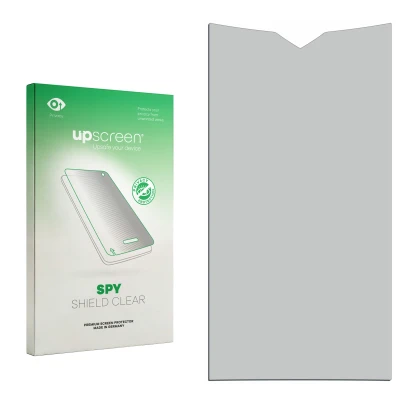 Face avant d’un emballage produit avec le logo de la marque upscreen. À côté se trouve la protection d’écran correspondante.