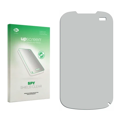 Face avant d’un emballage produit avec le logo de la marque upscreen. À côté se trouve la protection d’écran correspondante.