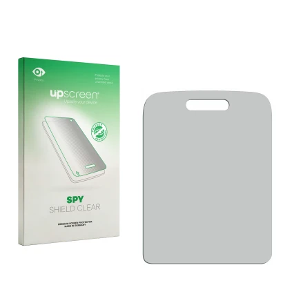 Face avant d’un emballage produit avec le logo de la marque upscreen. À côté se trouve la protection d’écran correspondante.