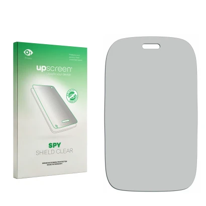 Face avant d’un emballage produit avec le logo de la marque upscreen. À côté se trouve la protection d’écran correspondante.