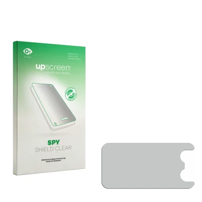 Face avant d’un emballage produit avec le logo de la marque upscreen. À côté se trouve la protection d’écran correspondante.