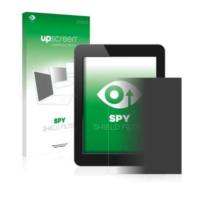 Face avant d’un emballage produit avec le logo de la marque upscreen. À côté, l’appareil est représenté avec la protection d’é