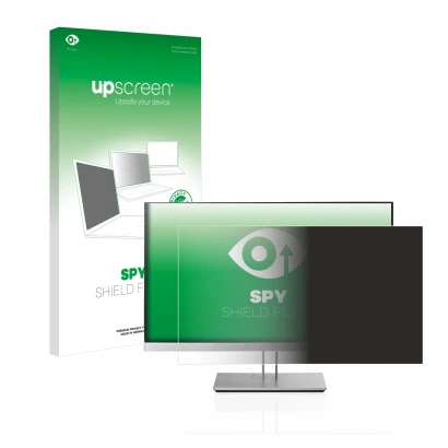 Face avant d’un emballage produit avec le logo de la marque upscreen. À côté, l’appareil HP EliteDisplay E233 est représenté a