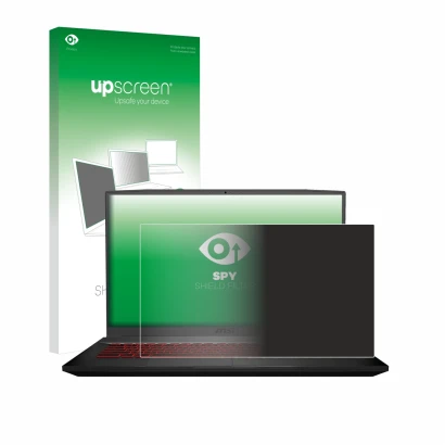 Face avant d’un emballage produit avec le logo de la marque upscreen. À côté, l’appareil MSI GF75 10SDR-234 est représenté ave