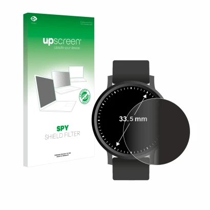 Face avant d’un emballage produit avec le logo de la marque upscreen. À côté, l’appareil Montres (Circulaire, ø: 33.5 mm) est 