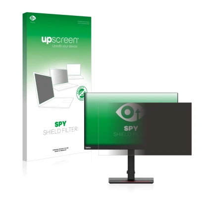 Face avant d’un emballage produit avec le logo de la marque upscreen. À côté, l’appareil Lenovo ThinkVision T24i-2L est représ