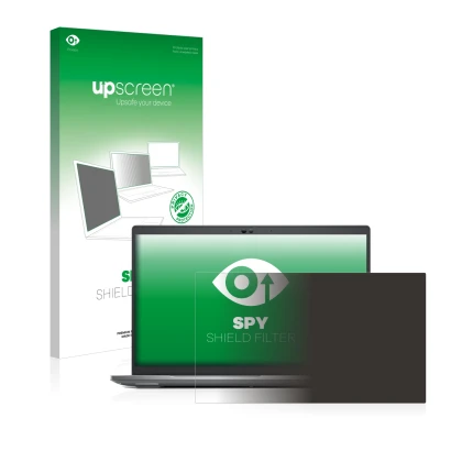 Face avant d’un emballage produit avec le logo de la marque upscreen. À côté, l’appareil Dell Precision 3570 est représenté av