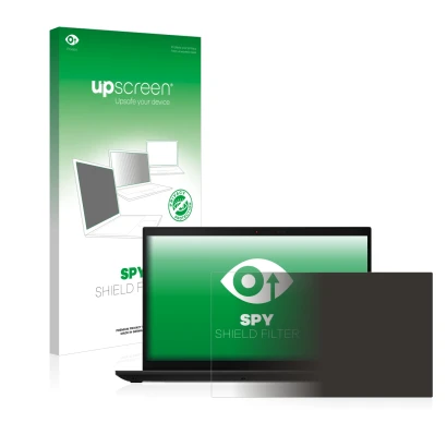 Face avant d’un emballage produit avec le logo de la marque upscreen. À côté, l’appareil Lenovo ThinkPad L15 Gen 3 est représe