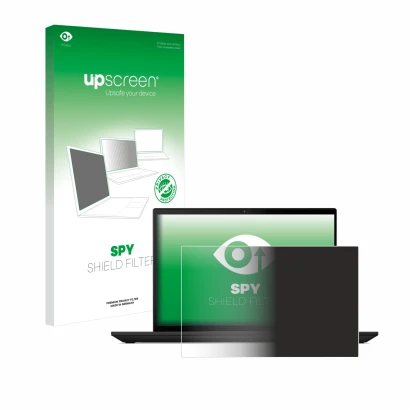 Face avant d’un emballage produit avec le logo de la marque upscreen. À côté, l’appareil Lenovo ThinkPad T14 Gen 4 est représe
