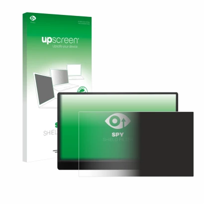 Face avant d’un emballage produit avec le logo de la marque upscreen. À côté, l’appareil MSI Pro MP161 E2 est représenté avec