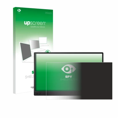 Face avant d’un emballage produit avec le logo de la marque upscreen. À côté, l’appareil ASUS ZenScreen MB166C est représenté