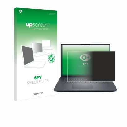 Face avant d’un emballage produit avec le logo de la marque upscreen. À côté, l’appareil Dell Pro Max Plus 18 est représenté a