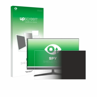 Face avant d’un emballage produit avec le logo de la marque upscreen. À côté, l’appareil Asus Eye Care VY279HGR 27