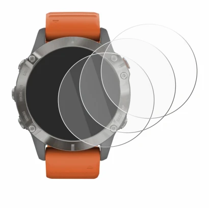 Image de l'appareil Garmin Fenix 6 Pro avec une grande variété de protections d'écran.