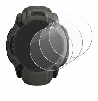 Image de l'appareil Garmin Instinct 2X Solar avec une grande variété de protections d'écran.