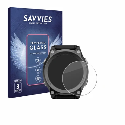 Face avant d’un emballage produit avec le logo de la marque Savvies. À côté, l’appareil Mares Sirius est représenté avec la pr
