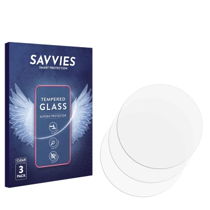 Face avant d’un emballage produit avec le logo de la marque Savvies. À côté se trouve la protection d’écran correspondante.