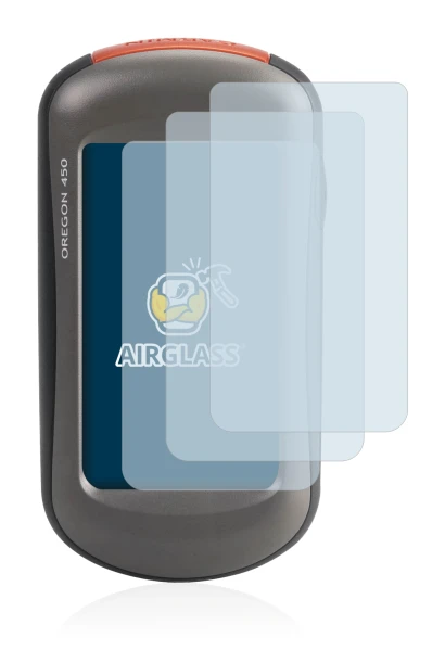 Image de l'appareil Garmin Oregon 450 avec une grande variété de protections d'écran.