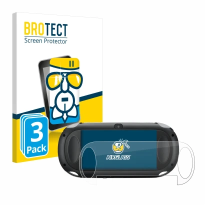 Face avant d’un emballage produit avec le logo de la marque BROTECT. À côté, l’appareil Sony Playstation PCH-1000-Serie PS Vit