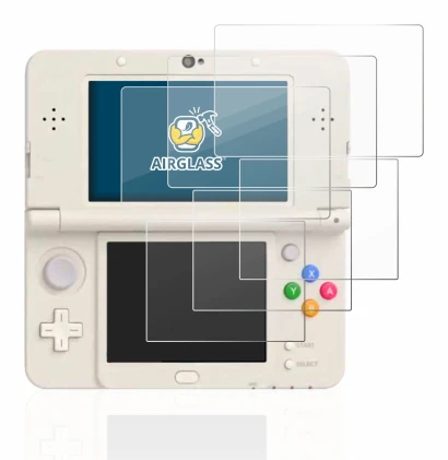 Image de l'appareil Nintendo New 3DS avec une grande variété de protections d'écran.