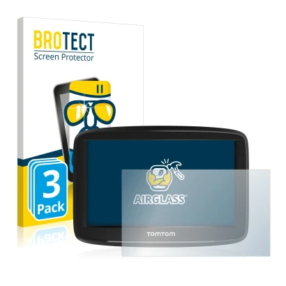 Face avant d’un emballage produit avec le logo de la marque BROTECT. À côté, l’appareil TomTom Start 52 est représenté avec la