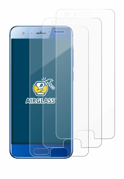 Image de l'appareil Honor 9 avec une grande variété de protections d'écran.
