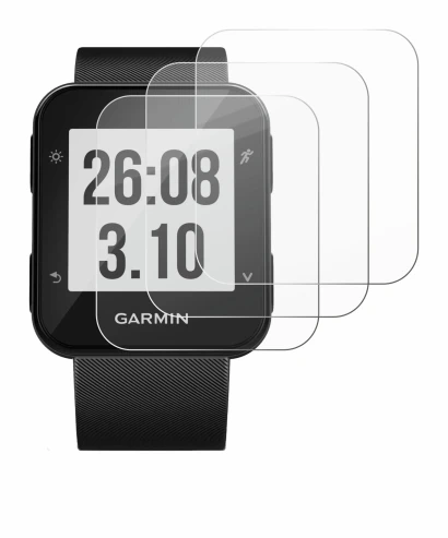 Image de l'appareil Garmin Forerunner 30 avec une grande variété de protections d'écran.
