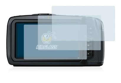 Image de l'appareil Blackmagic Pocket Cinema Camera 4K avec une grande variété de protections d'écran.