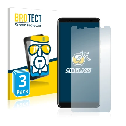 Face avant d’un emballage produit avec le logo de la marque BROTECT. À côté, l’appareil HTC U12 Plus est représenté avec la pr