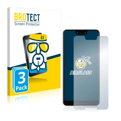 Face avant d’un emballage produit avec le logo de la marque BROTECT. À côté, l’appareil Google Pixel 3 XL est représenté avec
