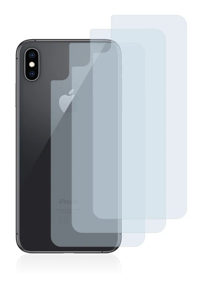 Image de l'appareil Apple iPhone Xs Max (Le dos) avec une grande variété de protections d'écran.