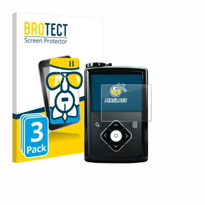 Face avant d’un emballage produit avec le logo de la marque BROTECT. À côté, l’appareil Medtronic Minimed 640G est représenté 