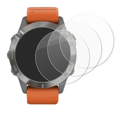 Image de l'appareil Garmin Fenix 6 Pro Solar avec une grande variété de protections d'écran.