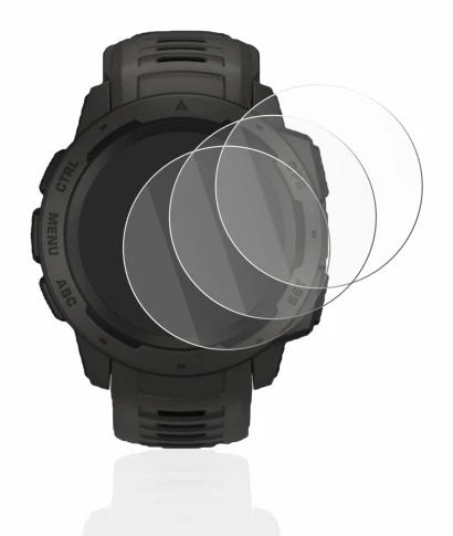 Image de l'appareil Garmin Instinct Solar avec une grande variété de protections d'écran.