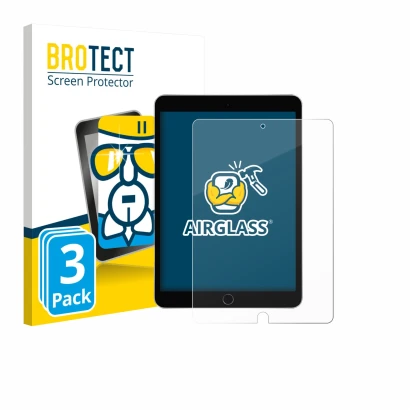 Face avant d’un emballage produit avec le logo de la marque BROTECT. À côté, l’appareil Apple iPad 10.2" 2020 (8ème Gen.) est 