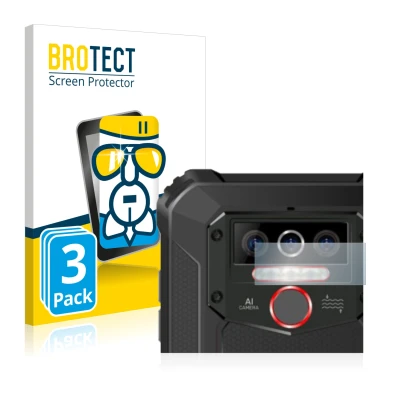 Face avant d’un emballage produit avec le logo de la marque BROTECT. À côté, l’appareil Oukitel WP5 Pro (Caméra UNIQUEMENT) es