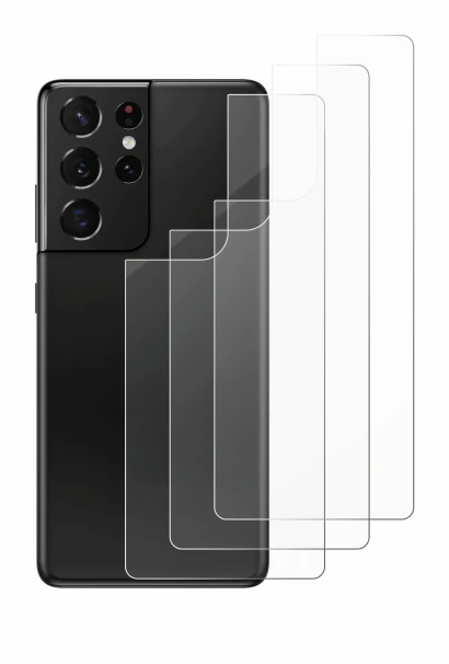Image de l'appareil Samsung Galaxy S21 Ultra 5G (Arrière) avec une grande variété de protections d'écran.