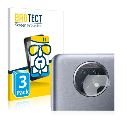 Face avant d’un emballage produit avec le logo de la marque BROTECT. À côté, l’appareil Xiaomi Redmi Note 9T 5G (Caméra UNIQUE