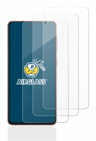 Image de l'appareil Samsung Galaxy S21 avec une grande variété de protections d'écran.