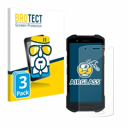 Face avant d’un emballage produit avec le logo de la marque BROTECT. À côté, l’appareil Zebra TC26 est représenté avec la prot