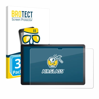 Face avant d’un emballage produit avec le logo de la marque BROTECT. À côté, l’appareil Lenovo Tab P11 Plus est représenté ave