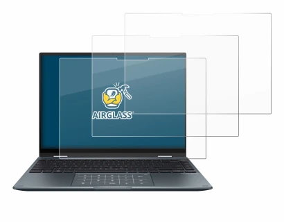 Image de l'appareil ASUS ZenBook 14 Flip OLED avec une grande variété de protections d'écran.