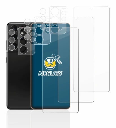 Image de l'appareil Samsung Galaxy S21 Ultra 5G (Avant+Caméra) avec une grande variété de protections d'écran.