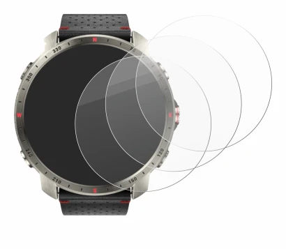 Image de l'appareil Polar Grit X Pro Titan avec une grande variété de protections d'écran.