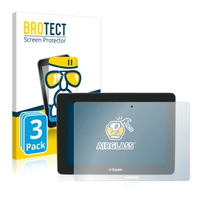 Face avant d’un emballage produit avec le logo de la marque BROTECT. À côté, l’appareil Trimble GFX-750 est représenté avec la