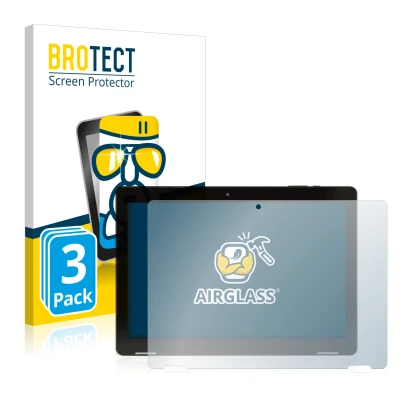 Face avant d’un emballage produit avec le logo de la marque BROTECT. À côté, l’appareil Hannspree Pad Apollo 2 est représenté