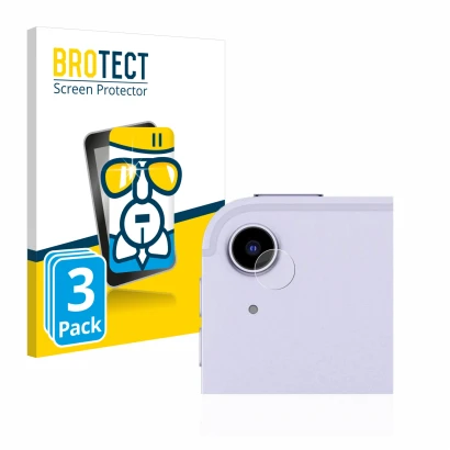 Face avant d’un emballage produit avec le logo de la marque BROTECT. À côté, l’appareil Apple iPad Air 5 WiFi 2022 (Caméra UNI