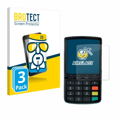 Face avant d’un emballage produit avec le logo de la marque BROTECT. À côté, l’appareil ingenico Link/2500 est représenté avec