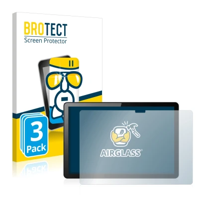 Face avant d’un emballage produit avec le logo de la marque BROTECT. À côté, l’appareil Lenovo Tab M10 (3ème Gen.) est représe