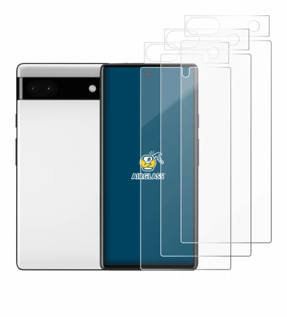 Image de l'appareil Google Pixel 6a (Avant+Caméra) avec une grande variété de protections d'écran.